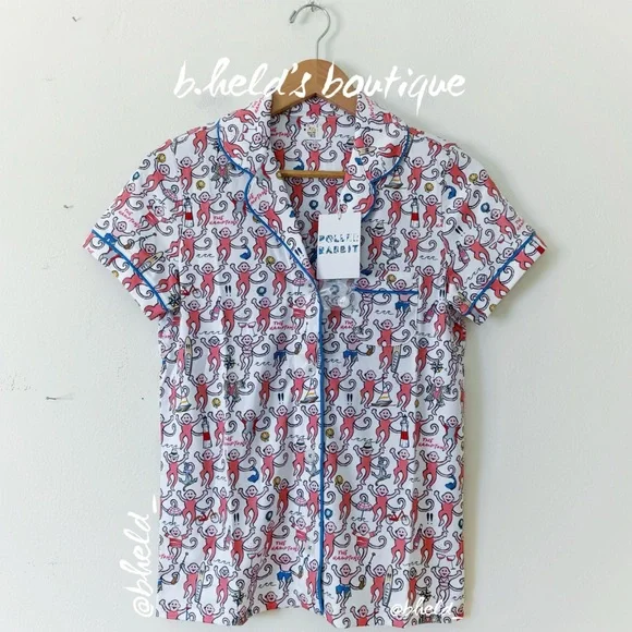 Roller Rabbit Hamptons Monkey Polo Pajamas in Pink Monkey Size XS Brand New NWT